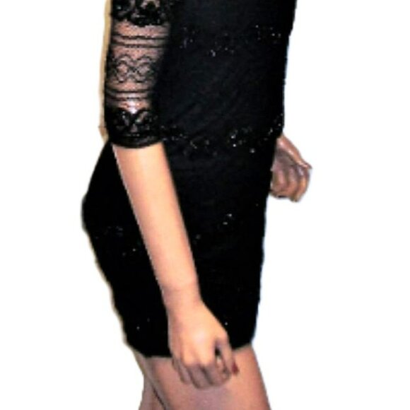 Be Envied Black Sheer Mesh Lace Dress M - Picture 6 of 6
